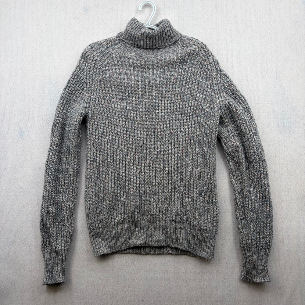 COS Womens Grey Confetti Knit Turtleneck Sweater Cotton Wool Blend Size S